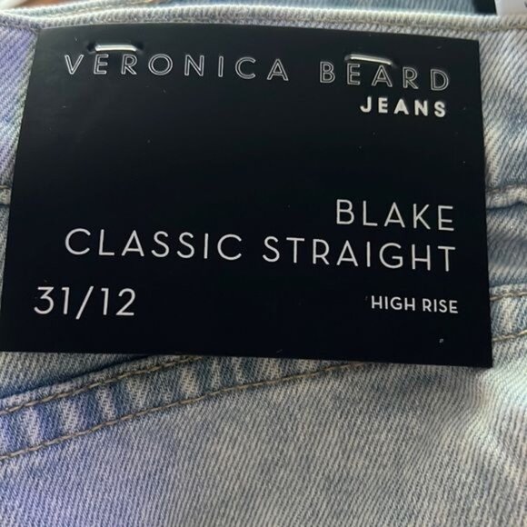 Veronica Beard Jeans Blake Classic Straight High Rise Women's Size 12 31 New wit - Picture 5 of 9